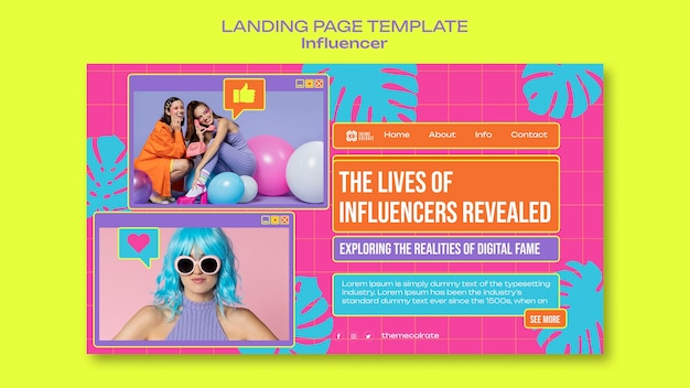 Gratis PSD platte ontwerp influencer vacature landingspagina