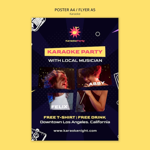 Gratis PSD platte ontwerp karaoke party poster sjabloon