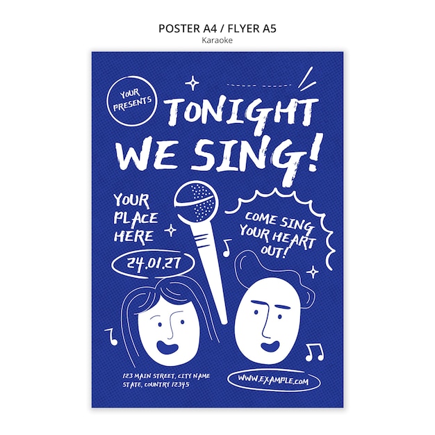 Platte ontwerp karaoke poster sjabloon