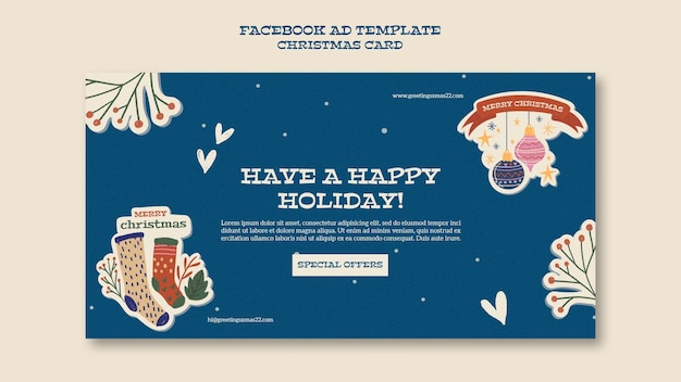 Gratis PSD platte ontwerp kerstsjabloon