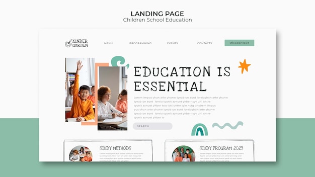 Gratis PSD platte ontwerp kinderen school sjabloon