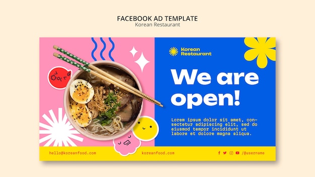 Gratis PSD platte ontwerp koreaans restaurant facebook-sjabloon