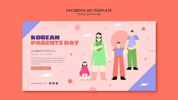 Gratis PSD platte ontwerp koreaanse ouders dag sjabloon