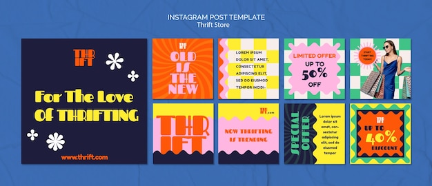 Gratis PSD platte ontwerp kringloopwinkel instagram-berichten