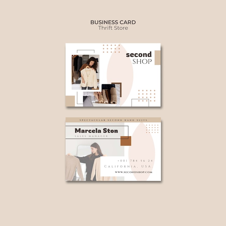 Gratis PSD platte ontwerp kringloopwinkel visitekaartje sjabloon