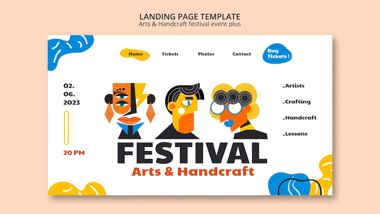 Gratis PSD platte ontwerp kunst en handwerk bestemmingspagina sjabloon