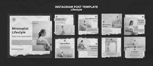 Gratis PSD platte ontwerp lifestyle instagram posts sjabloon