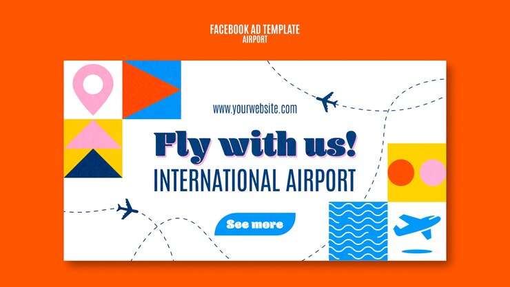 Gratis PSD platte ontwerp luchthaven facebook sjabloon