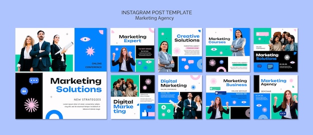 Platte ontwerp marketingbureau instagram-berichten