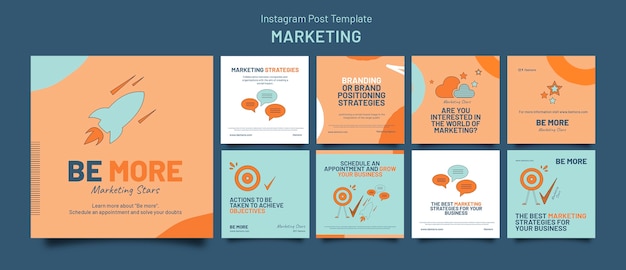 Platte ontwerp marketingstrategie instagram-berichten