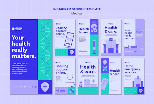 Gratis PSD platte ontwerp medische zorg instagramverhalen