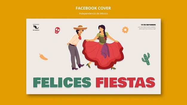 Platte ontwerp Mexicaanse onafhankelijkheidsdag sjabloon