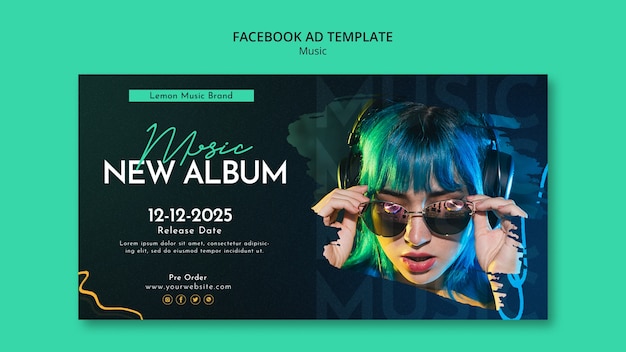 Gratis PSD platte ontwerp muzieksjabloon