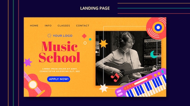 Gratis PSD platte ontwerp muzieksjabloon