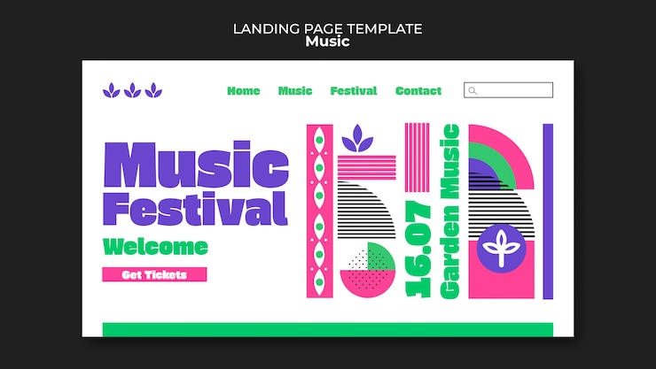 Gratis PSD platte ontwerp muzieksjabloon