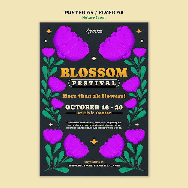 Gratis PSD platte ontwerp natuur evenement poster sjabloon