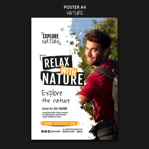 Platte ontwerp natuur poster sjabloon