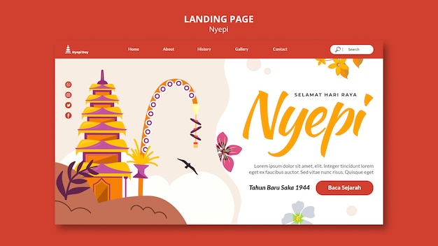 Platte ontwerp nyepi-sjabloon