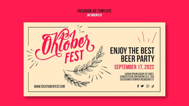 Platte ontwerp oktoberfest facebook-sjabloon