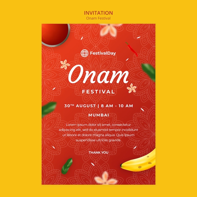 Platte ontwerp onam dag sjabloon