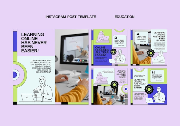 Gratis PSD platte ontwerp onderwijs instagram-berichten