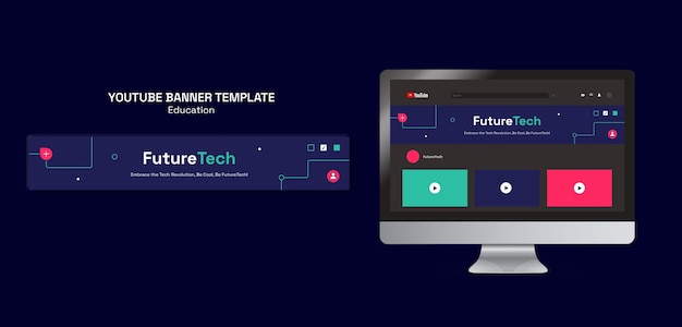 Gratis PSD platte ontwerp onderwijsconcept youtube banner youtube omslag