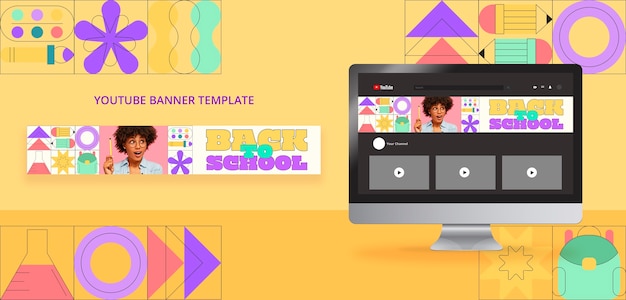 Gratis PSD platte ontwerp onderwijsconcept youtube-banner