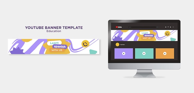 Gratis PSD platte ontwerp onderwijsconcept youtube-banner