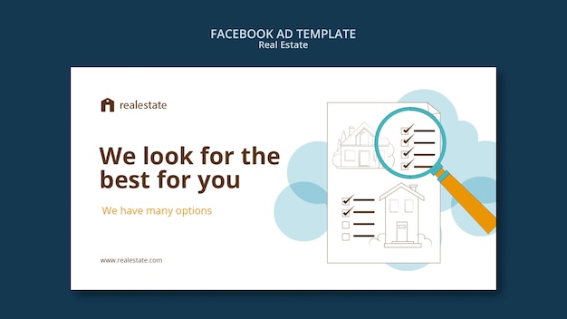 Platte ontwerp onroerend goed facebook advertentiesjabloon