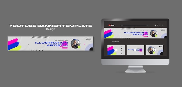 Gratis PSD platte ontwerp ontwerpstudio youtube-banner