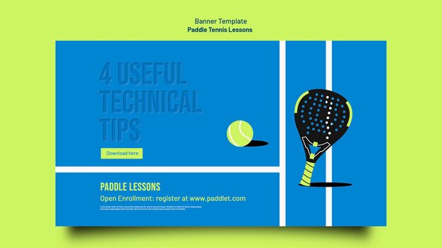 Platte ontwerp paddle tennis sjabloon