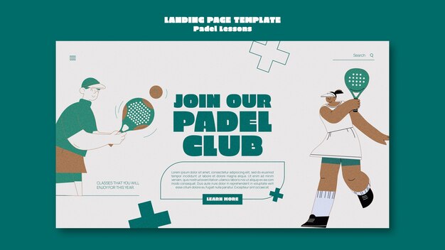 Platte ontwerp paddle tennis sjabloon