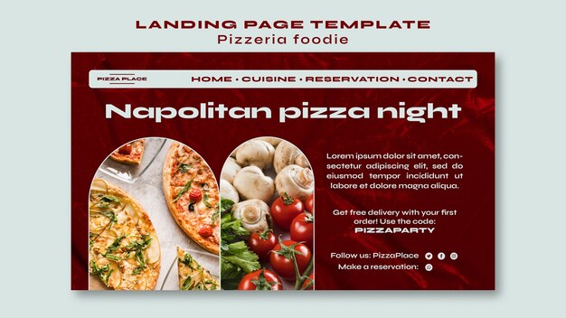 Gratis PSD platte ontwerp pizzeria foodie sjabloon