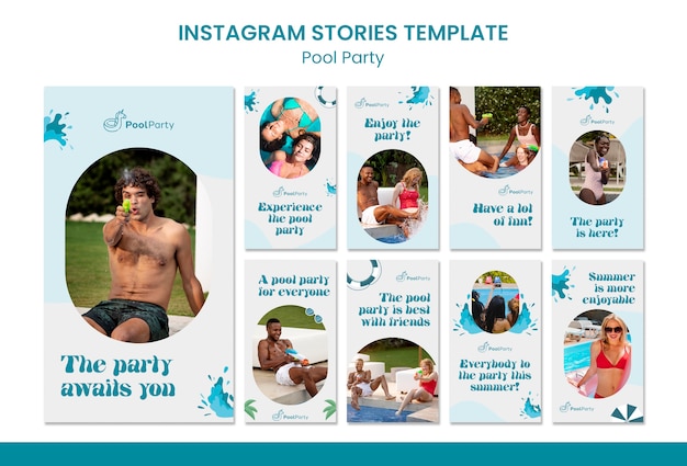 Gratis PSD platte ontwerp pool party instagram-sjabloon