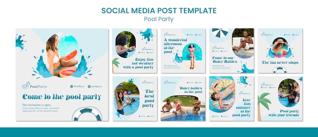 Platte ontwerp pool party instagram-sjabloon