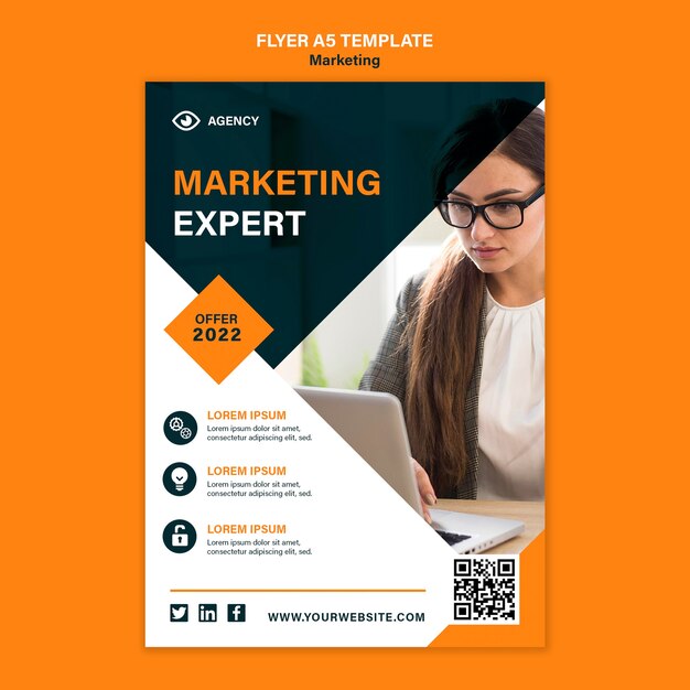 Platte ontwerp poster marketingsjabloon