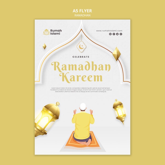 Gratis PSD platte ontwerp ramadan sjabloon