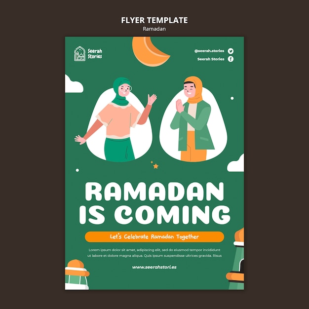 Platte ontwerp ramadan sjabloon