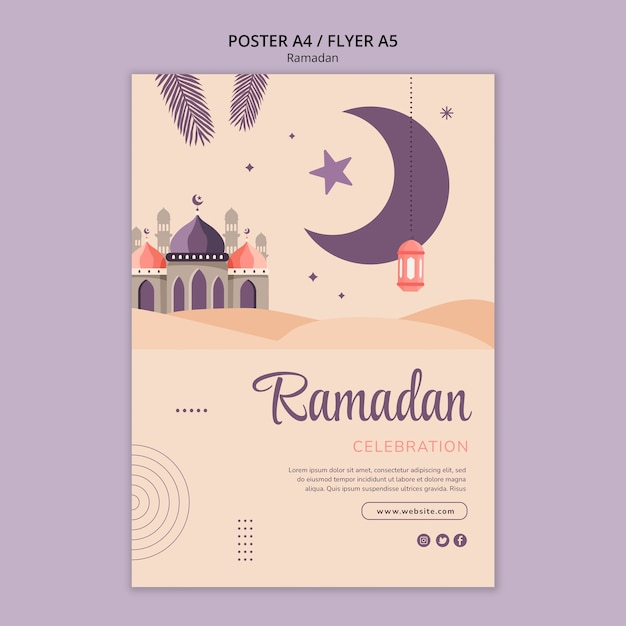 Gratis PSD platte ontwerp ramadan viering poster sjabloon