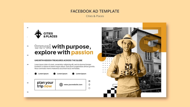 Gratis PSD platte ontwerp reizen avontuur facebook sjabloon