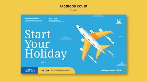 Gratis PSD platte ontwerp reizen facebook voorbladsjabloon