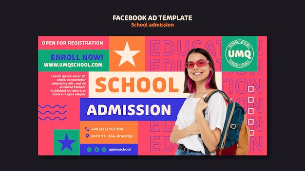 Gratis PSD platte ontwerp school toelating facebook sjabloon