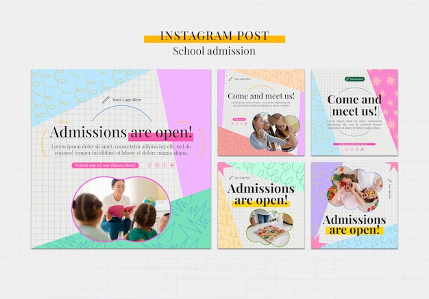 Gratis PSD platte ontwerp school toelating instagram-berichten