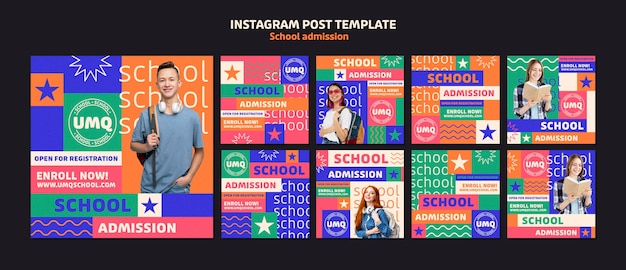 Gratis PSD platte ontwerp school toelating instagram-berichten