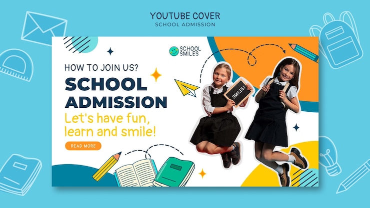 Gratis PSD platte ontwerp school toelating youtube-omslag