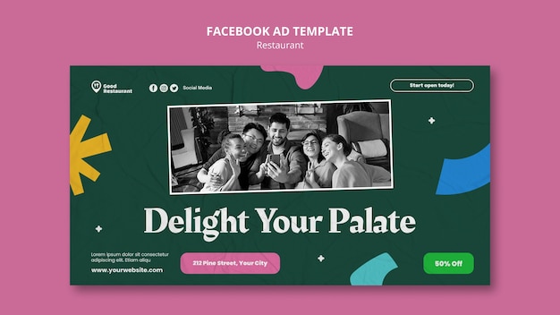 Gratis PSD platte ontwerp smakelijk eten restaurant facebook-sjabloon