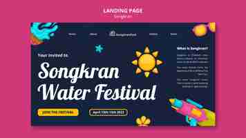 Gratis PSD platte ontwerp songkran-sjabloon