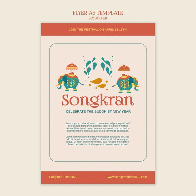 Gratis PSD platte ontwerp songkran-sjabloon