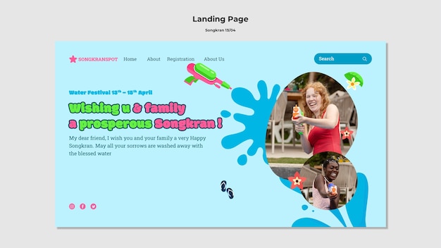 Gratis PSD platte ontwerp songkran-sjabloon