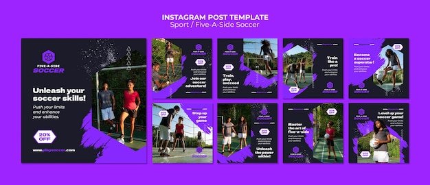 Gratis PSD platte ontwerp sport concept instagram posts